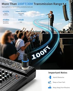 JOYO 5.8Ghz Wireless Microphone System 4 Channels XLR Transmitter Receiver Plug-on Mic Adapter for Dynamic/Phantom-Powered Condenser Live Sound, Studio, Church, Audio Mixer, PA System (MW-1A)