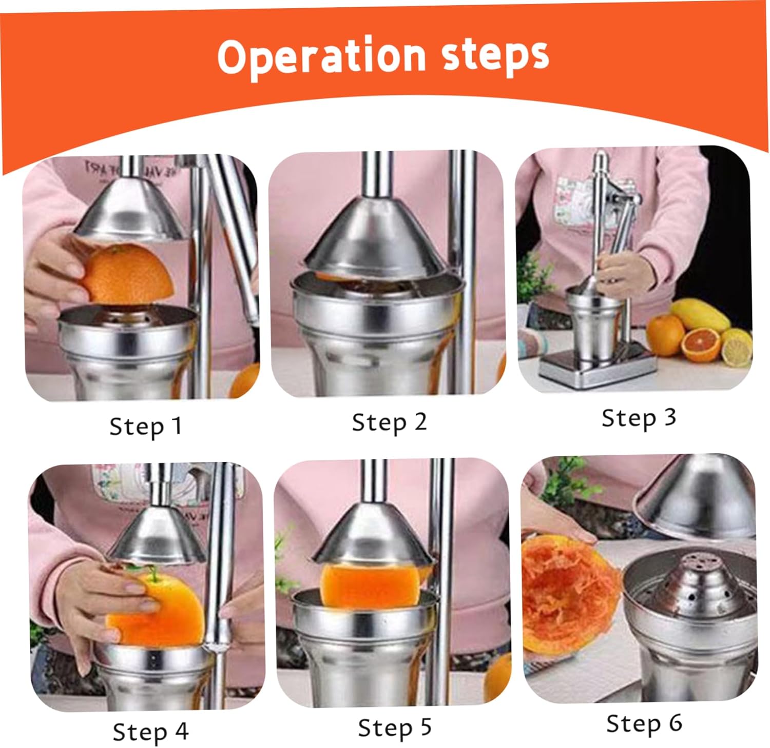 Juicer Hand Press Stainless Steel Manual Juicers Effortless Fruit Squeezer for Oranges, Citrus, Lemon More Hand Juicer Press, Manual, Squeezer