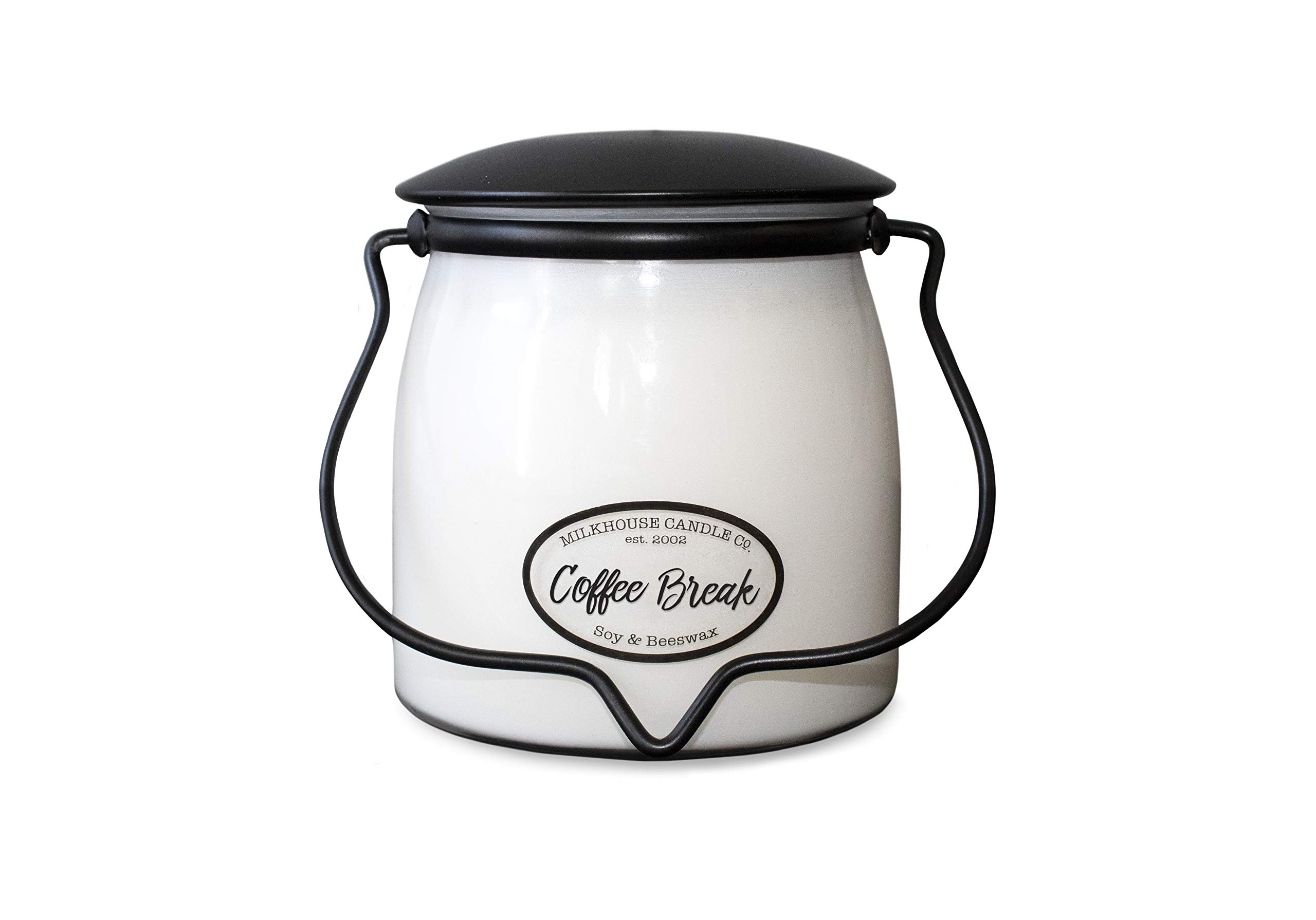 Milkhouse Candle Company, Creamery Scented Soy Candle: Butter Jar Candle, Coffee Break, 16-Ounce
