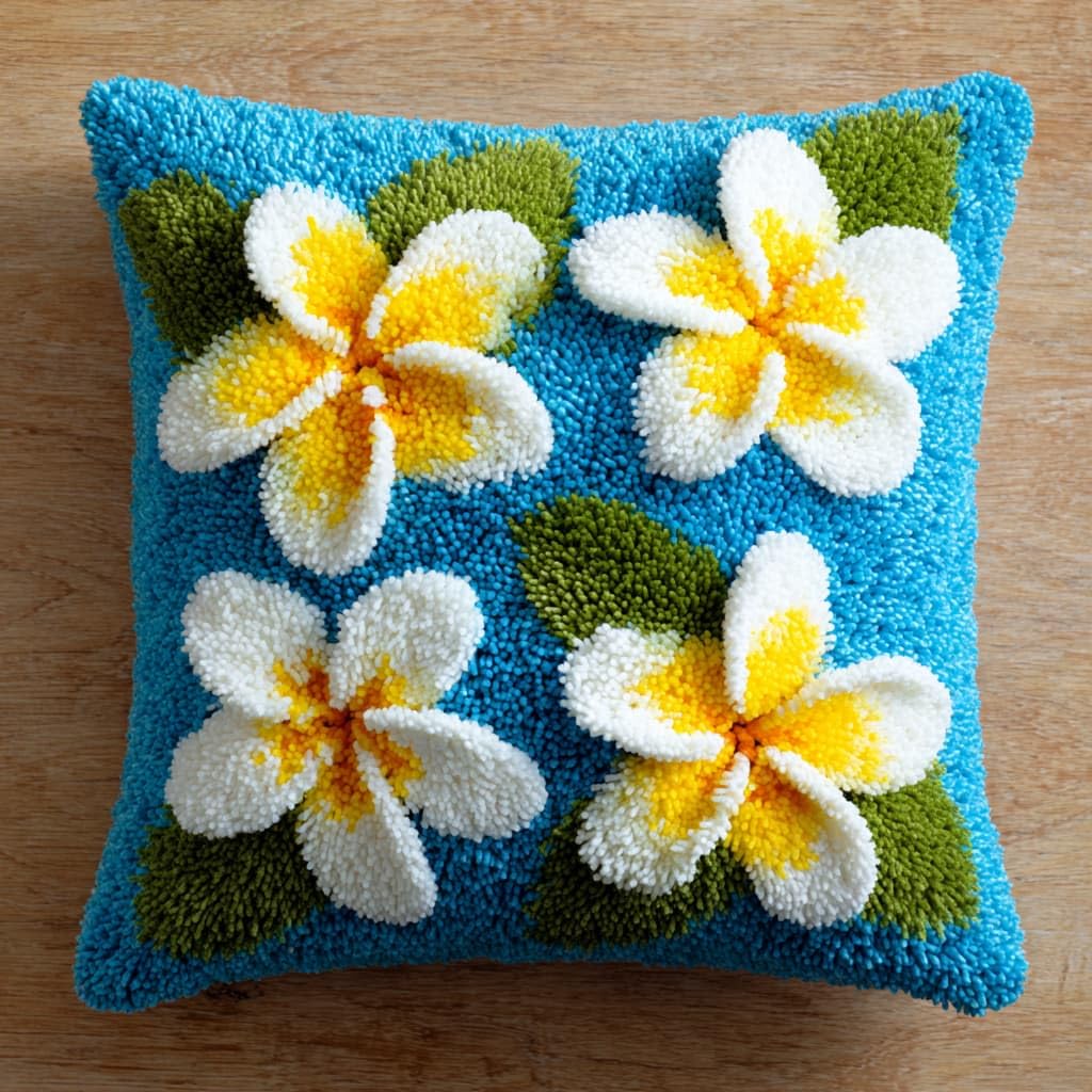WallustrioaW Latch Hook Kits Pillow 17x17in,Frangipani