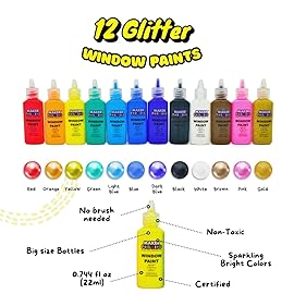 Create Your Own Suncatchers for Window Hanging - 24-Pack Window Glitter Art Suncatcher Kit with 12 Colors - Arts and Crafts for Kids