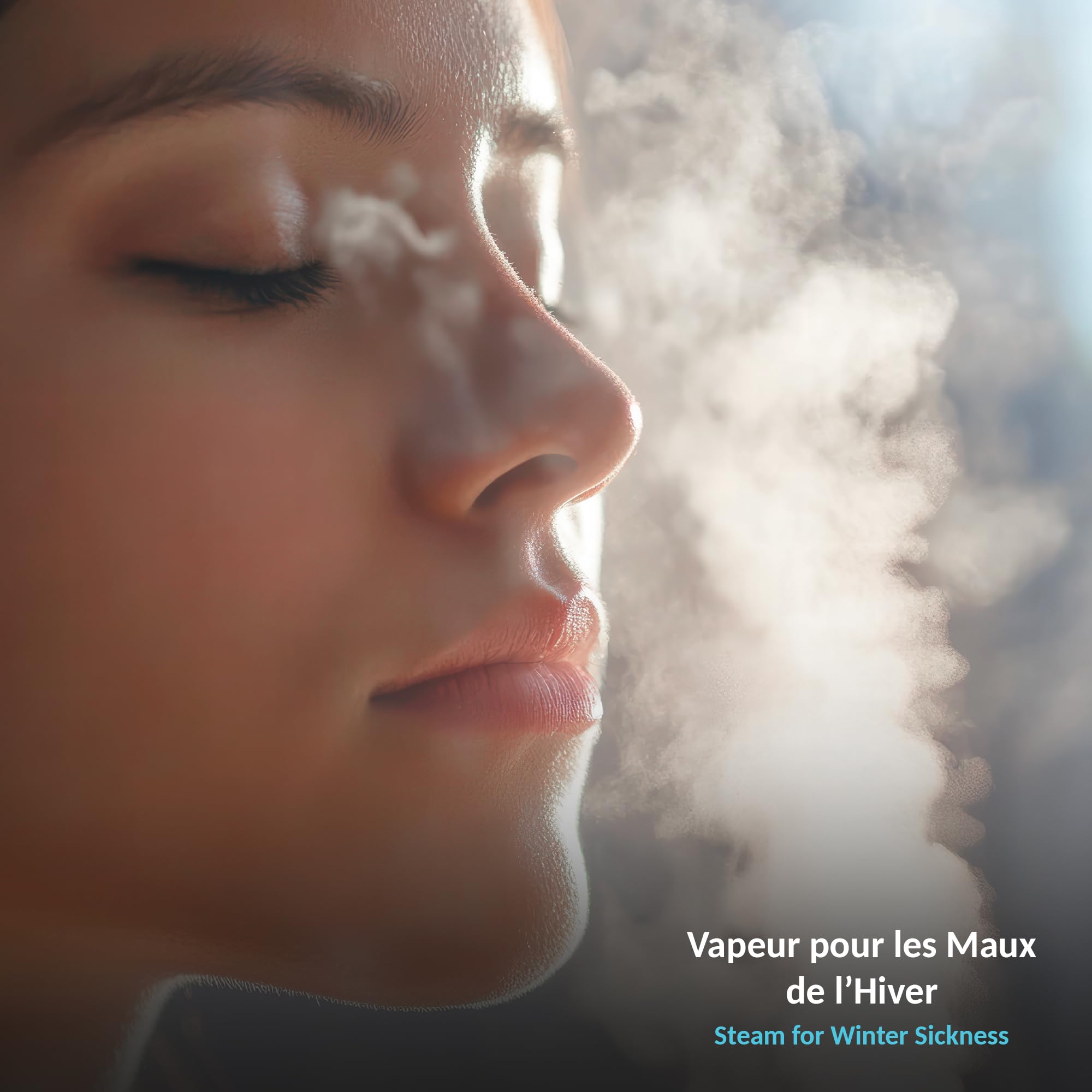 FISHTEC - Inhalateur Vapeur Électrique - 2 Embouts (Facial & Nasal) - Diffusion Vapeur Chaude - Réservoir avec Arrêt Auto - Compatible Huiles Essentielles - Rhume, Sinus, Toux, Hiver