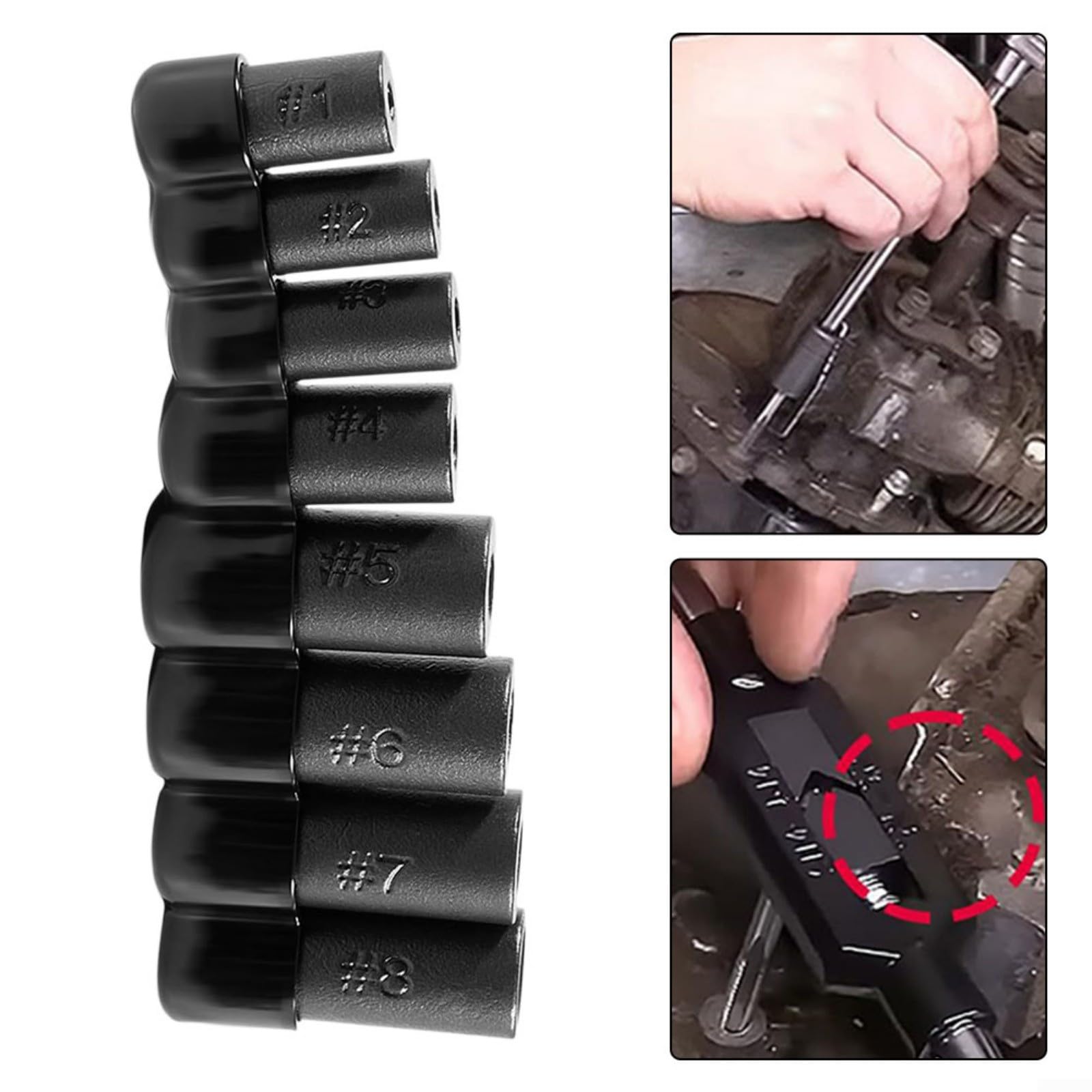 Juego de 8 Vasos Profesionales con impulsión de 1/4" y 3/8", Kit versátil para Herramientas de Lectura métricas estándar