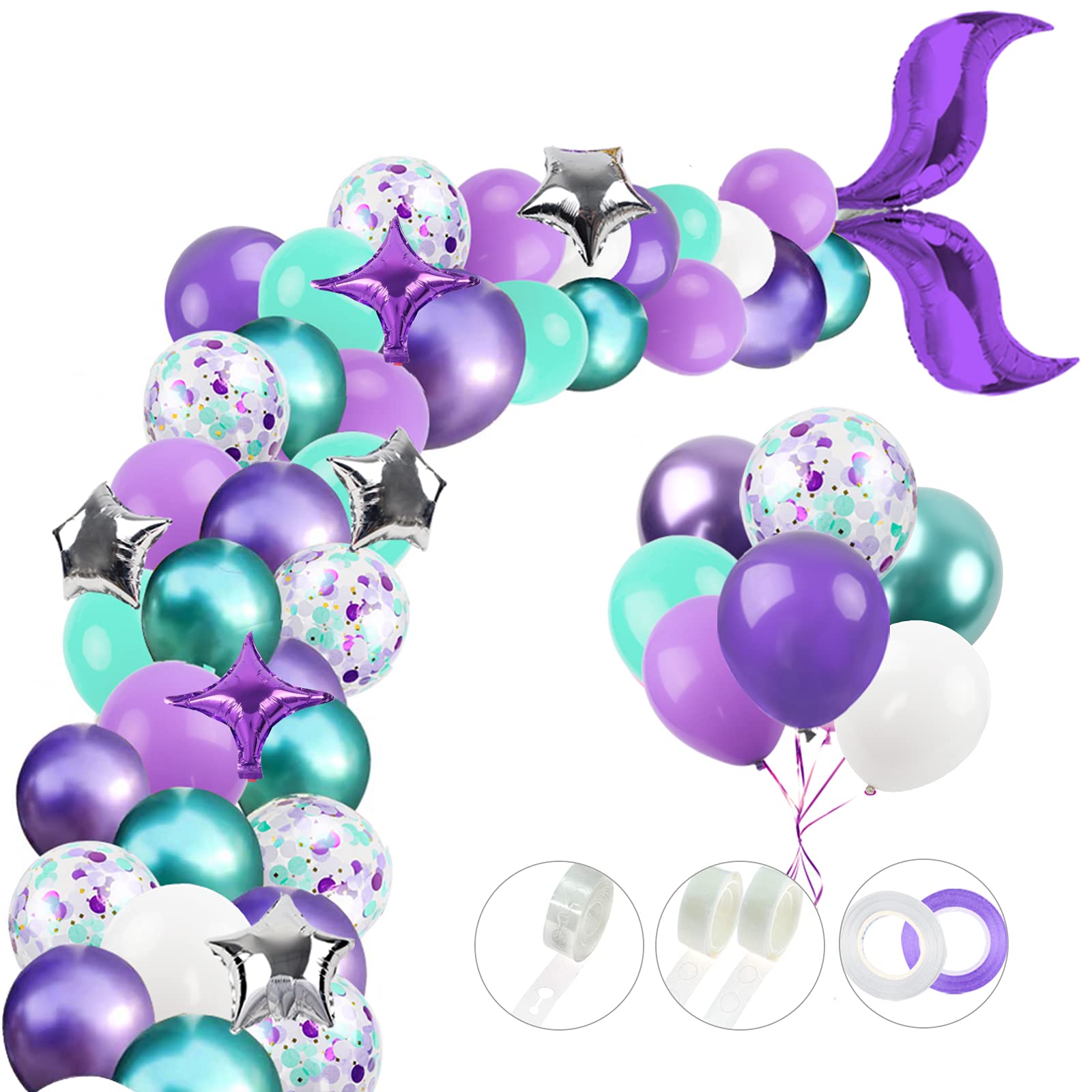 RUBFAC Mermaid Balloon Garland Kit, Mermaid Tail Arch Party Supplies