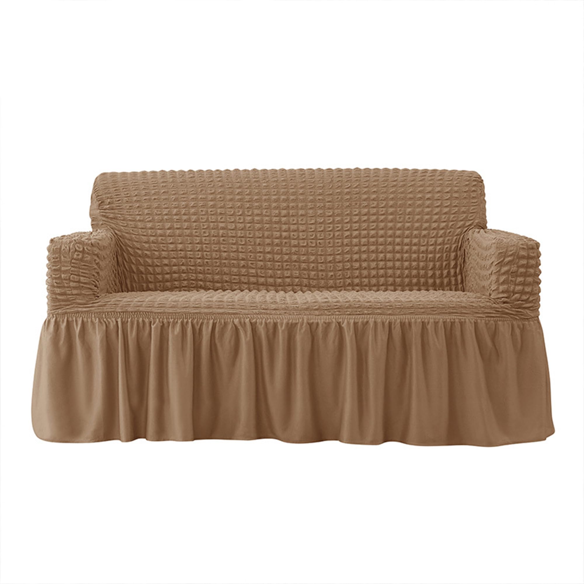 XIEMINLE Sofa Slipcover, 1-Piece Elastic Furniture Protector, Couch Cover for Sofa, Loveseat, Armchair, Living Room, Sofa Protector Machine Washable, Furniture Protector (4 Seater,Light Coffee)