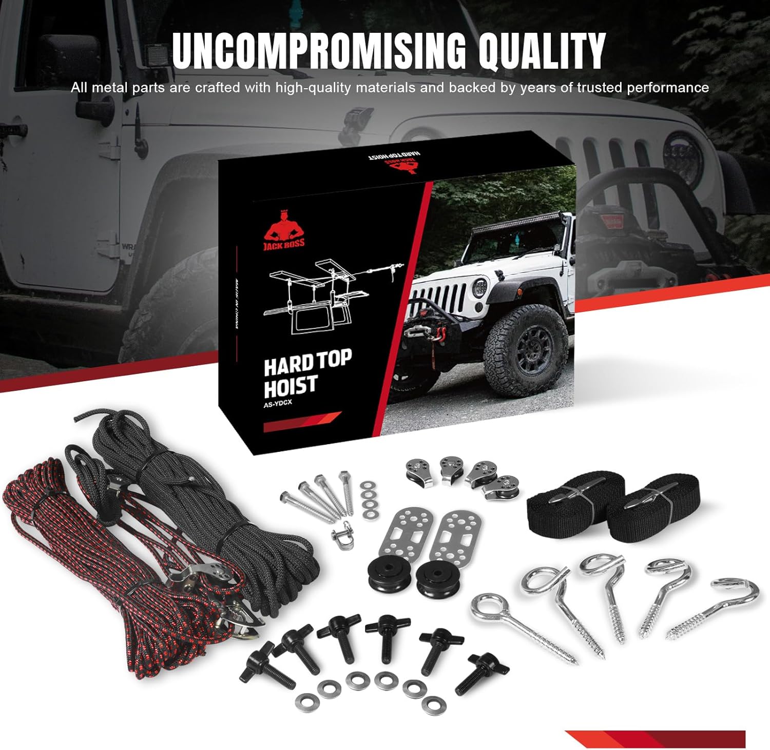 Hard Top Removal,Fits for Jeep Wrangler, Compatible with All Jeep Wrangler JK JL Models, Easy One-Person Operation Roof Hardtop Hoist with Anti-Drop System, Supports 8-16 ft