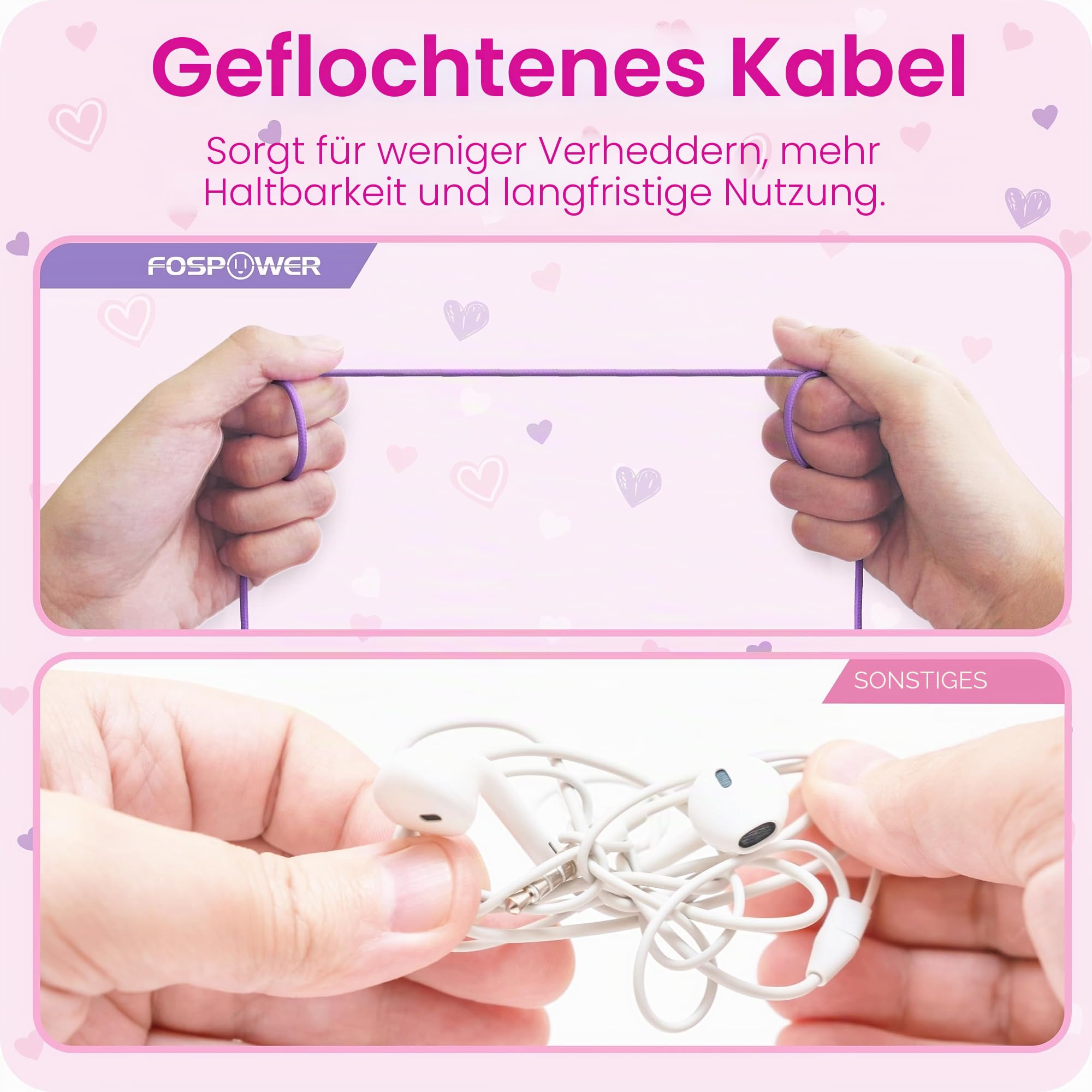 FosPower Bedrade 3.5mm Kinderkopfhörer mit LED Katzenohren - Babyblau | Kompatibel mit iPad und Tablet. On-Ear Kopfhörer mit Trasselfri Kabel und 85dB Volymbegränsning für Schule, Rosa Lavendel