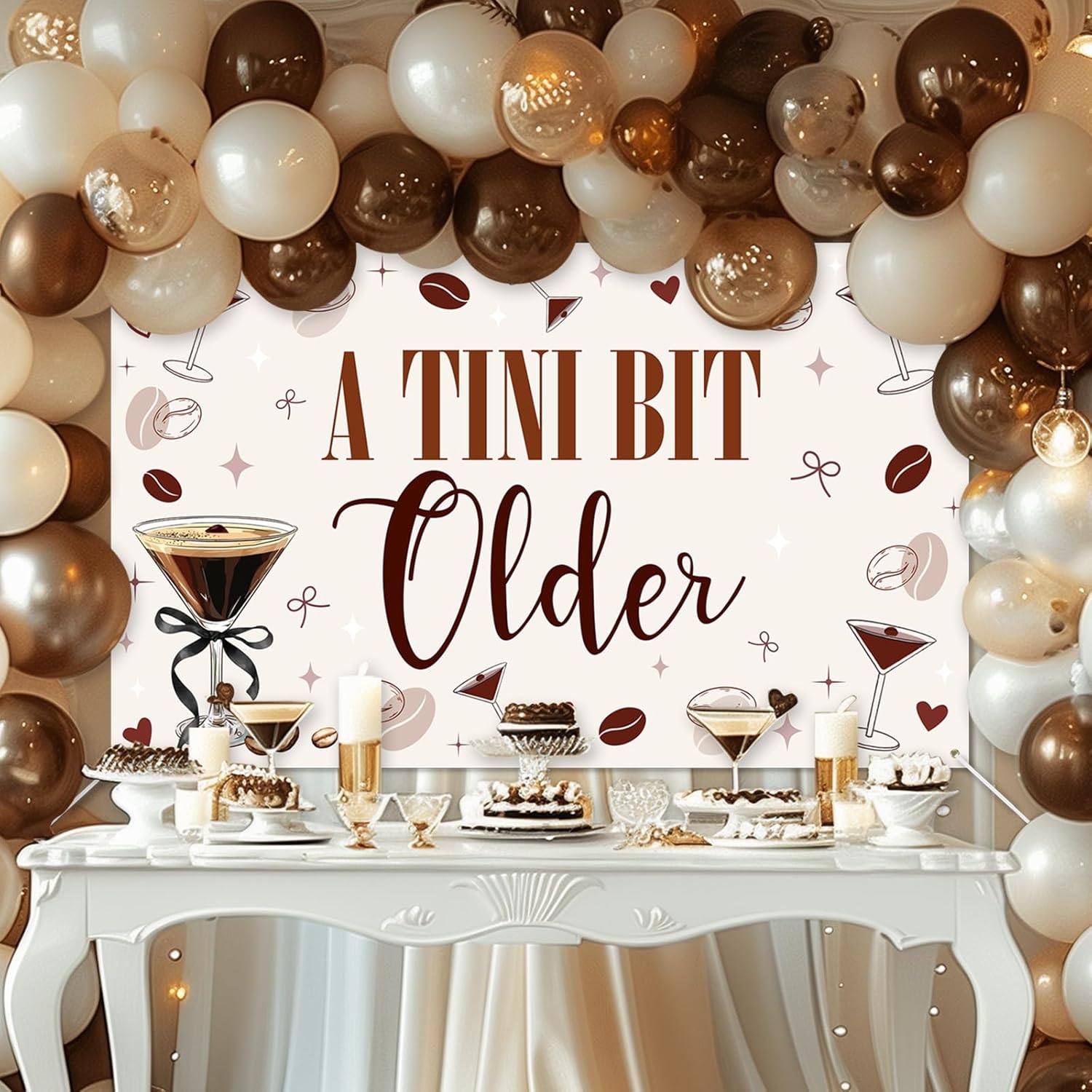 Avezano A Tini Bit Older Backdrop for A Tini Bit Older Birthday Decorations Espresso Martini Party Decorations 70.8 x 43.3 Inch