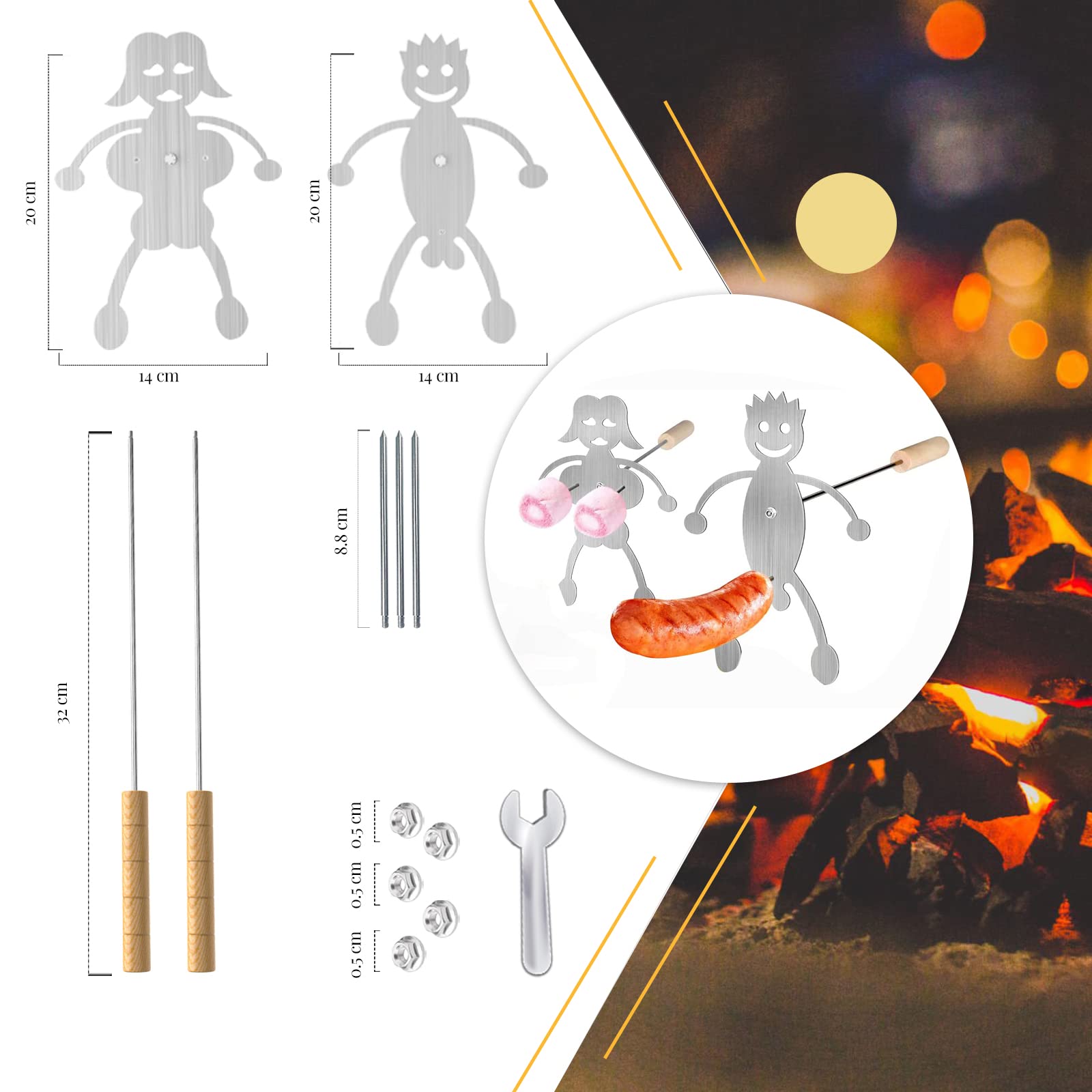 Forchette Da Barbecue A Forma Di Uomo E Donna - Acciaio Inox Per Hot Dog E Marshmallow - Foto 7