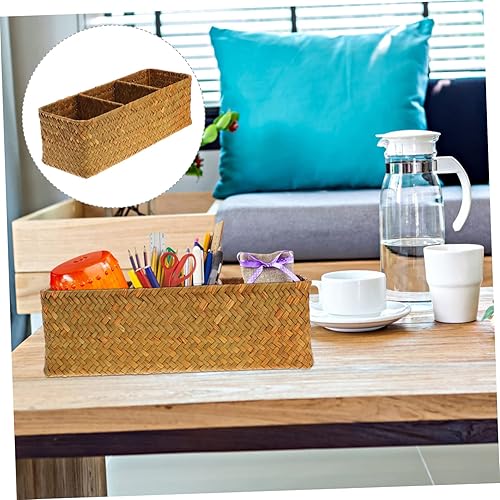 Miniatura 5 de Cabilock Organizador de almacenamiento de mimbre resistente de 3 secciones para el hogar, tienda y viajes