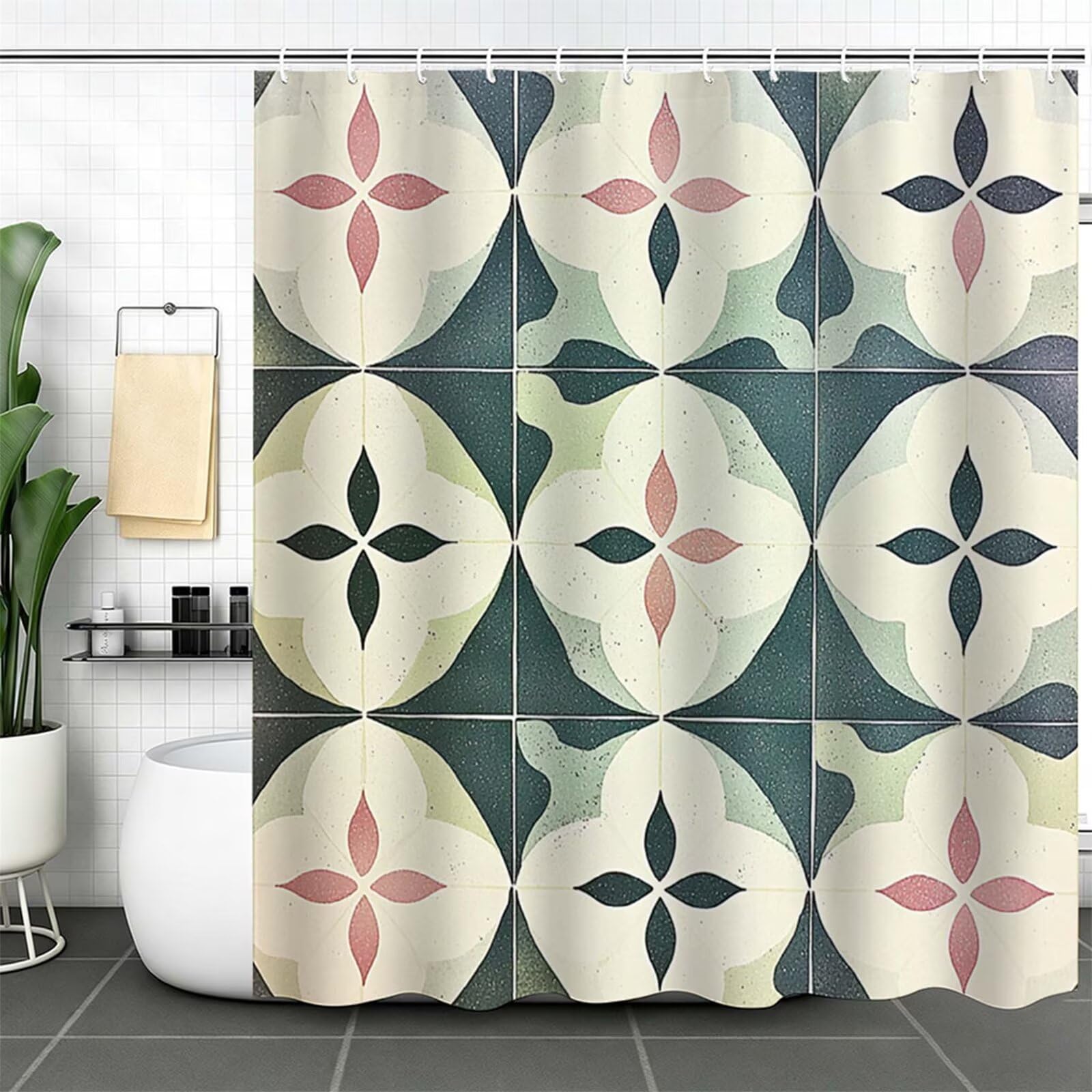 Beige Tenda Doccia 180x240cm, Tenda per Doccia Tessuto Poliestere Impermeabile Asciugatura Rapida con 12 Anelli, Tende Finestra Bagno e Vasca Pieghevole per Angolare Casa Shower Curtain moderno J-440