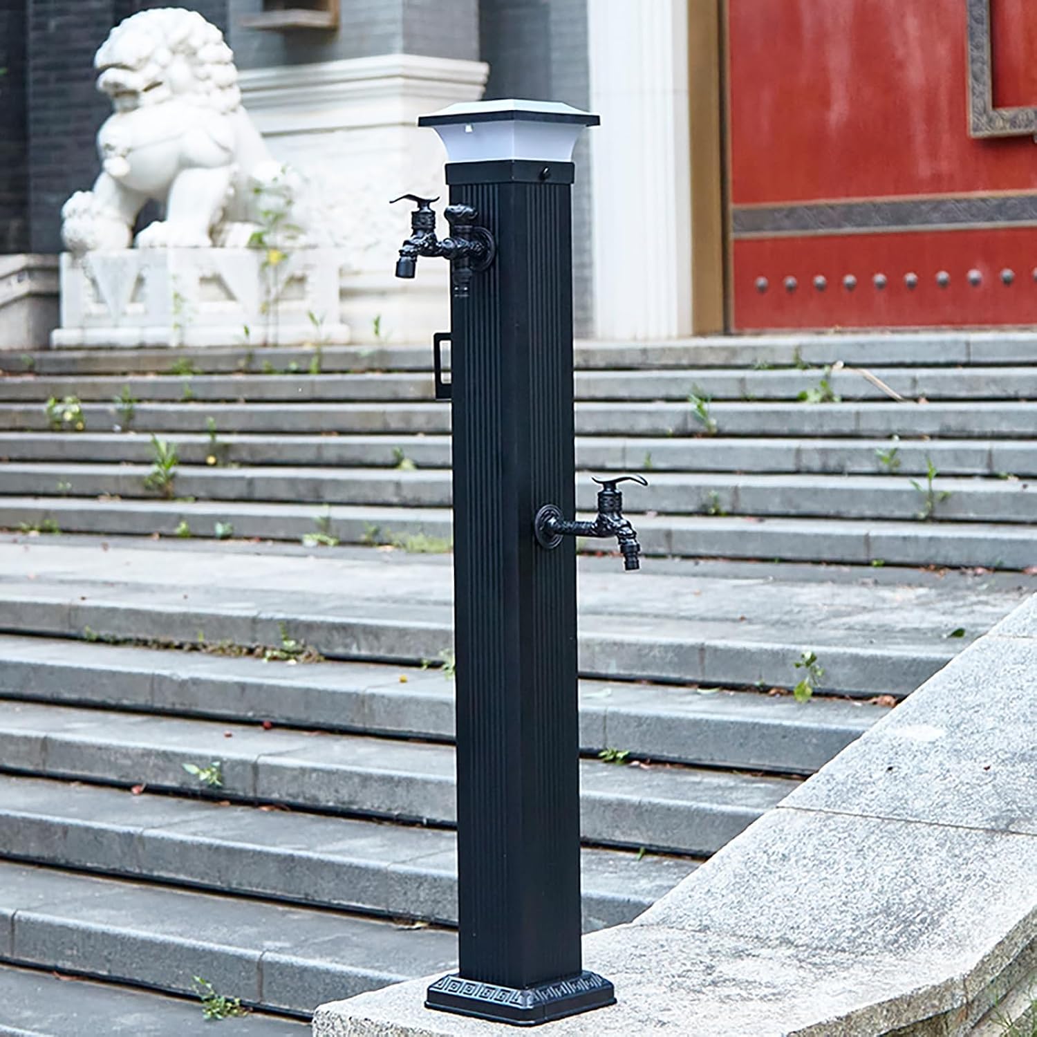 Aluminum Alloy Freestanding Garden Hose Stand with Faucet, 31.1in Outdoor Antifreeze Water Fountain for Irrigation & Decoration, Durable Garden Accessory