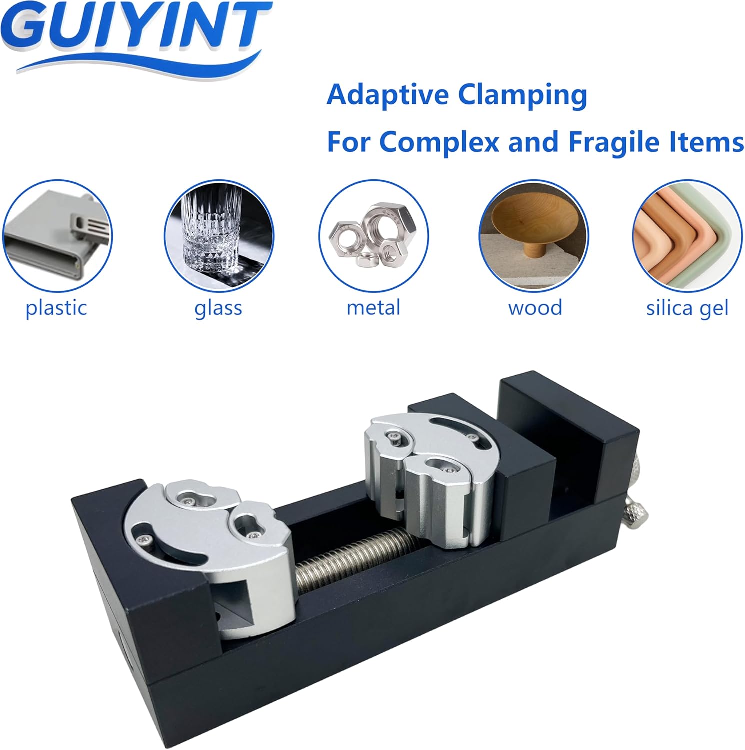 Mini Vise Clamp, Smart Fractal Vise Suitable for Drill Press & Bench Use, Heavy-Duty Self-Adjusting CNC Machined Aerospace Aluminum Alloy for Woodworking, DIY Projects and Repairs