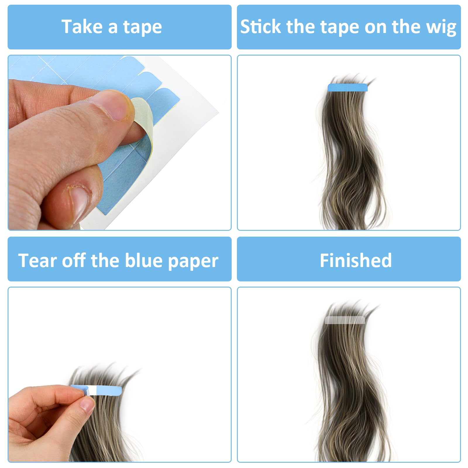 cobee Lot de 120 bandes adhésives de rechange pour extensions de cheveux - 4 x 0,8 cm - Double face - Pour extensions de cheveux