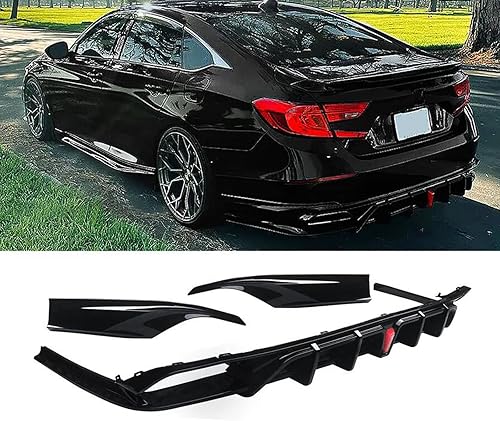 NINTE Difusor trasero para Honda Accord 2018-2022 con luz de freno W/LED, difusor de parachoques trasero + delantal de esquina, borde de parachoques disponible en Yaxa Guatemala