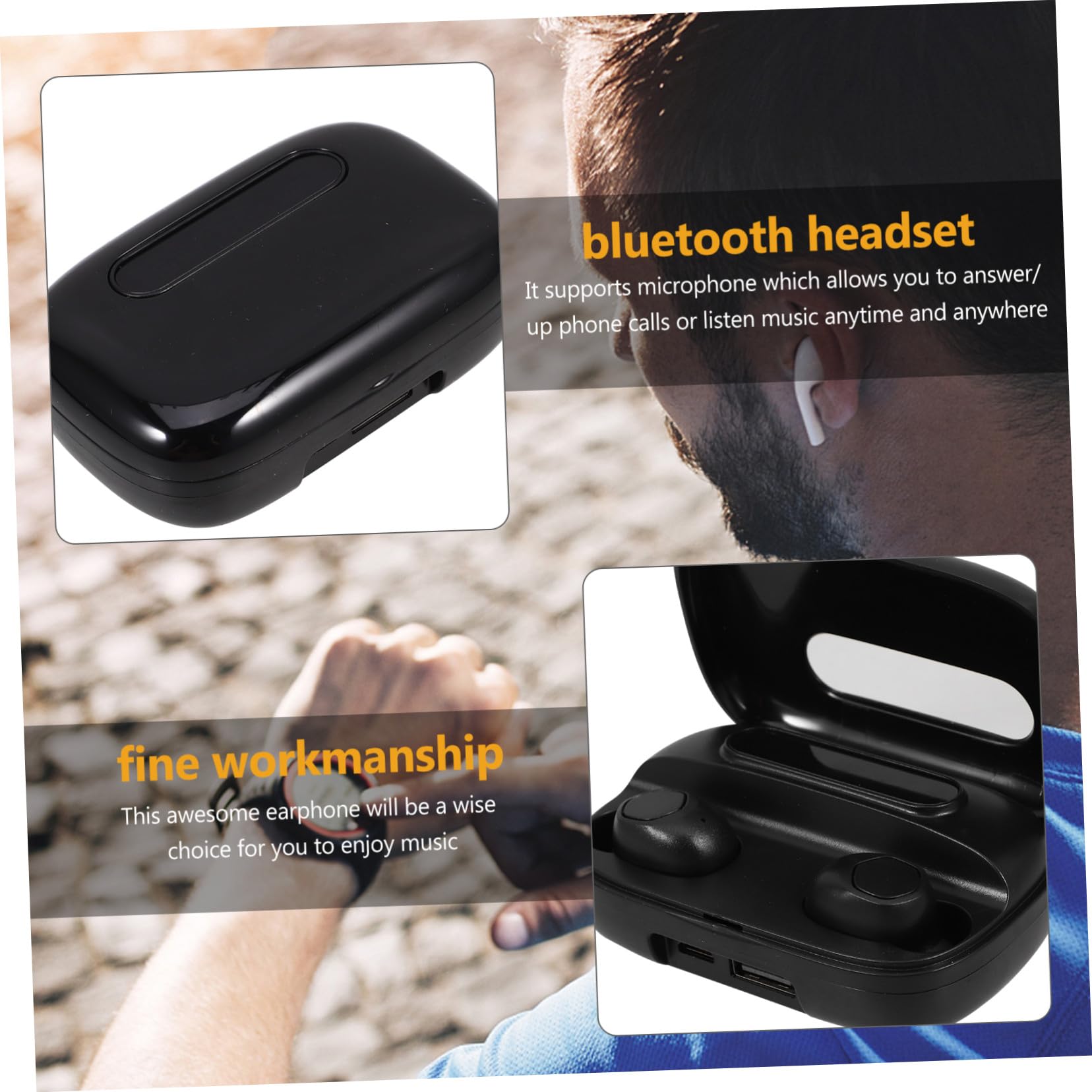 Auriculares Inalámbricos con Pantalla Digital para Deporte, Diseño Ergonómico, Resistencia al Agua Ipx7, Reducción de Ruido y Carga Portátil, Auriculares Estéreo Invisibles Negros