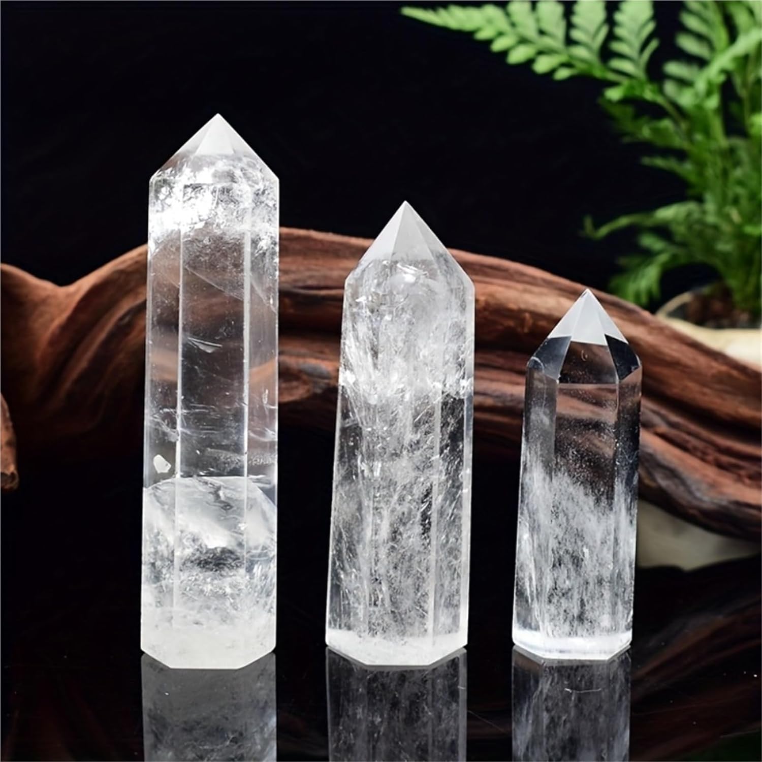 1PC Natural Clear Quartz Point Transparency White Crystal Point Stone Hexagonal Obelisk Wand Stone Room Decor(9-11cm)
