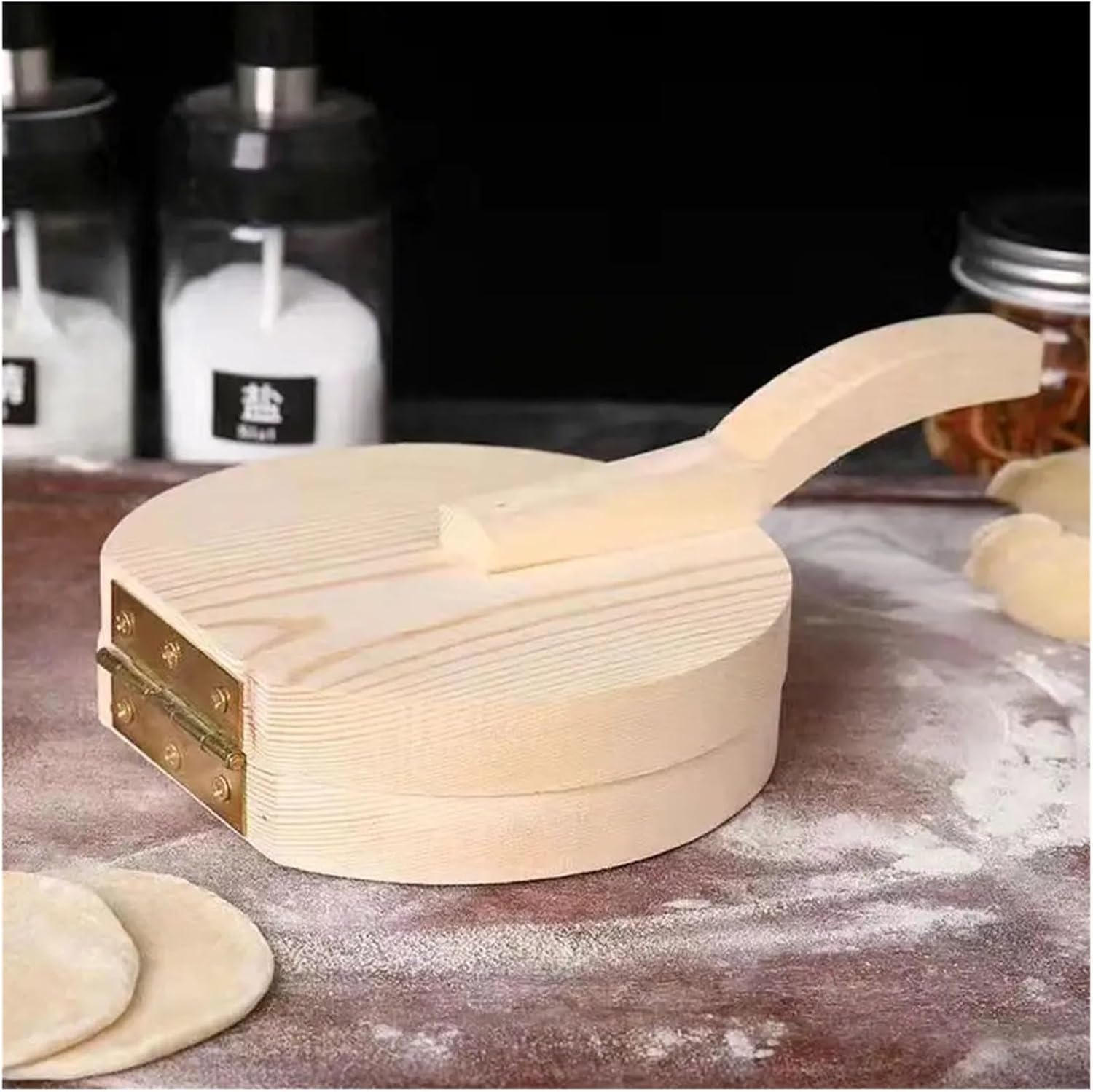 Wooden Dumpling Press Tool Manual Dough Roller Round Square Shape Corn Tortilla Skin Bun Kitchen Baking