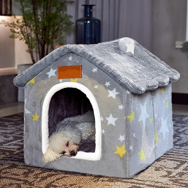 Casinha para Cães e Gatos com Esponja de Memória e Almofada BXEBUI, Tamanho Grande