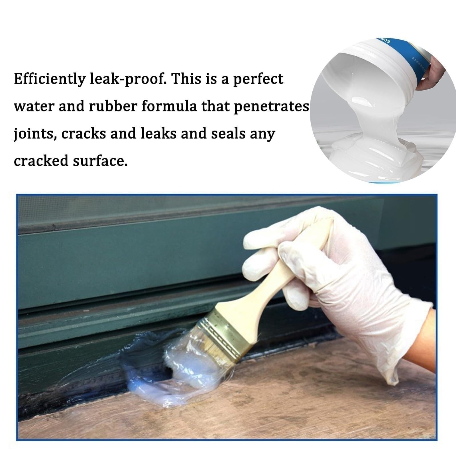 Ensemble de colle imperméable Cap Cut (gant, grattoir, brosse, rouleau) G008 Mastic transparent Colle transparente Agent imperméable invisible Revêtement anti-fuite (Color : A-350G*2)