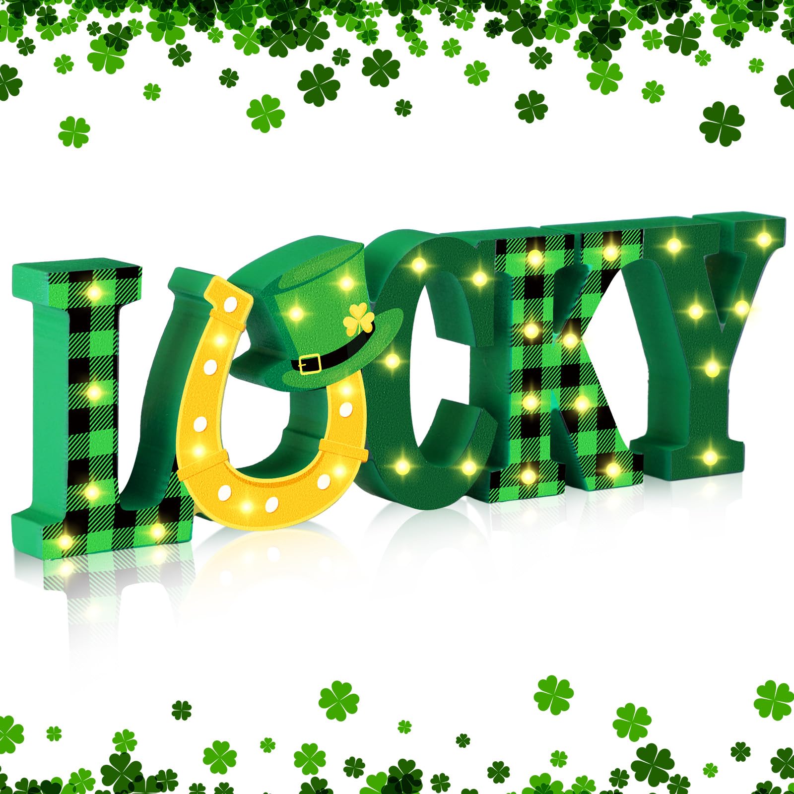 Panneaux de table bois LED Saint-Patrick et centre de table Saint-Valentin rustique