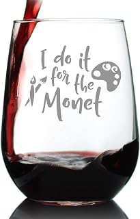 Bevvee For the Monet – Stemless Wine Glass - Funny Gifts for Art Teachers or Painters - Painting Decor - Large