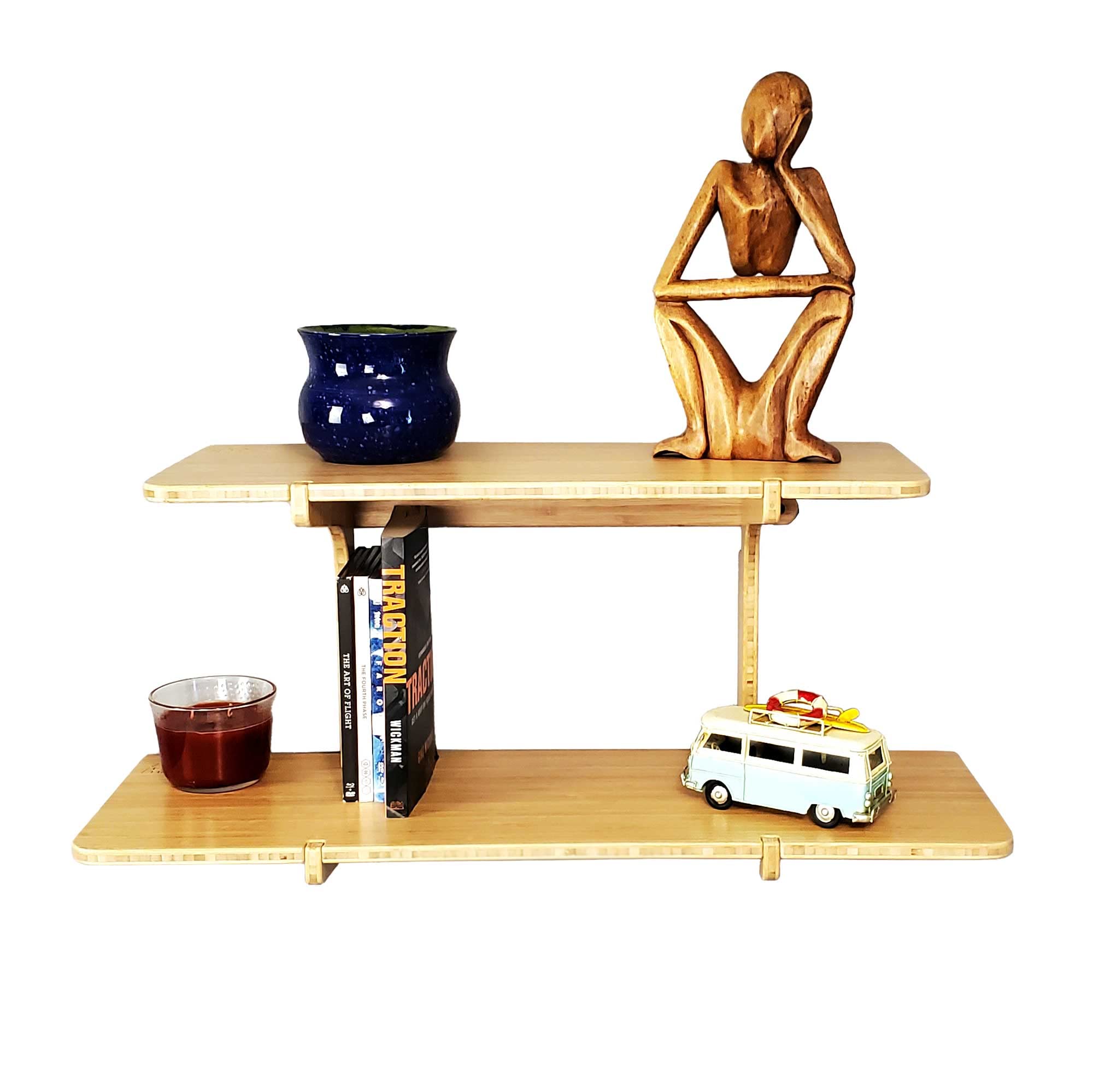 Grassracks Bamboo Floating Shelf Double Shelf