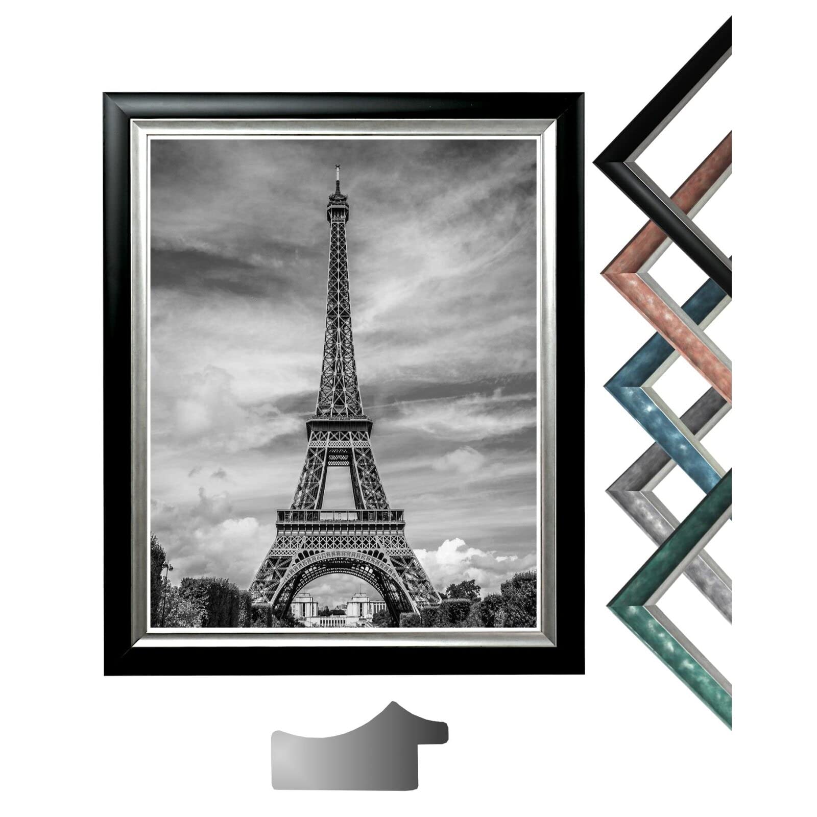 Cadre Moderna noir 21x30 encadrement photo plastique A4 décoration murale