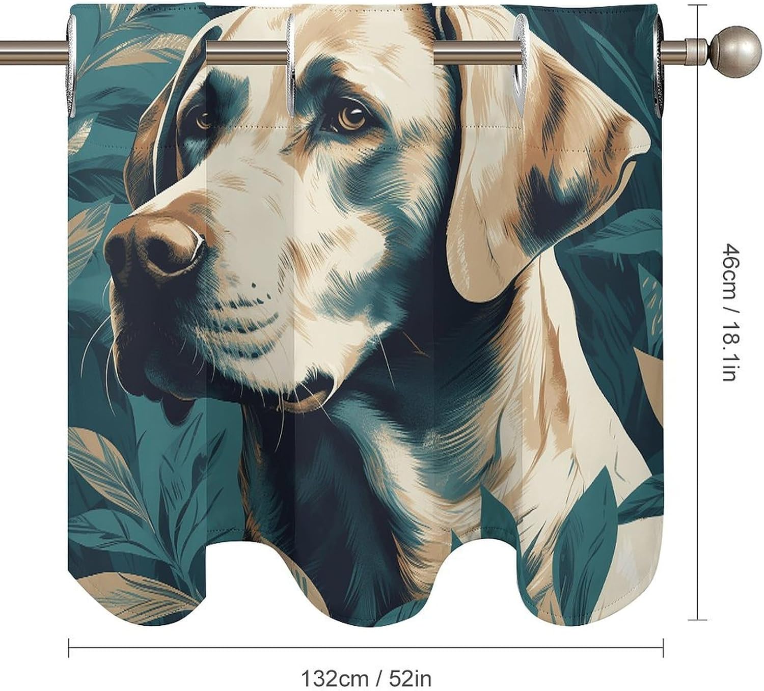 Dog in Leaves Curtain 2 Panels, Polyester Fiber, Blackout Insulated Window Curtain, Curtain Valance for Kitchen Dining Room Living Room Cafe Small Window 52 * 18.1 Inches