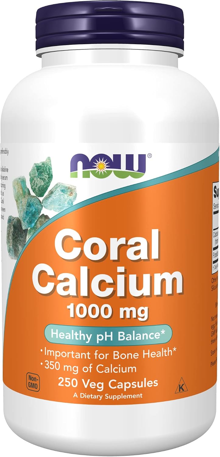 NOW Supplements, Coral Calcium 1,000 mg, Bone Health*, Healthy pH Balance*, 250 Veg Capsules