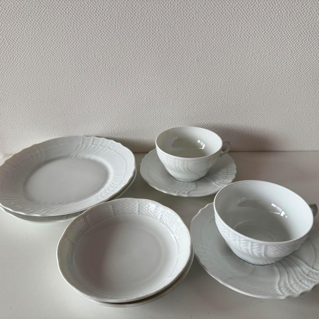 リチャードジノリベッキオホワイト波模様食器セット 8点セット白磁器カップソーサー リチャードジノリベッキオホワイト波模様食器セット 8点セット白磁器