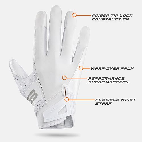 Miniatura 3 de Grip Boost DNA 2.0 - Guantes de fútbol con palo de ingeniería, tallas para adultos (blanco, mediano)