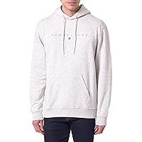 Tommy Jeans Uomo Felpa Linear Logo con Cappuccio, Grigio (Lt Grey Htr Multi)