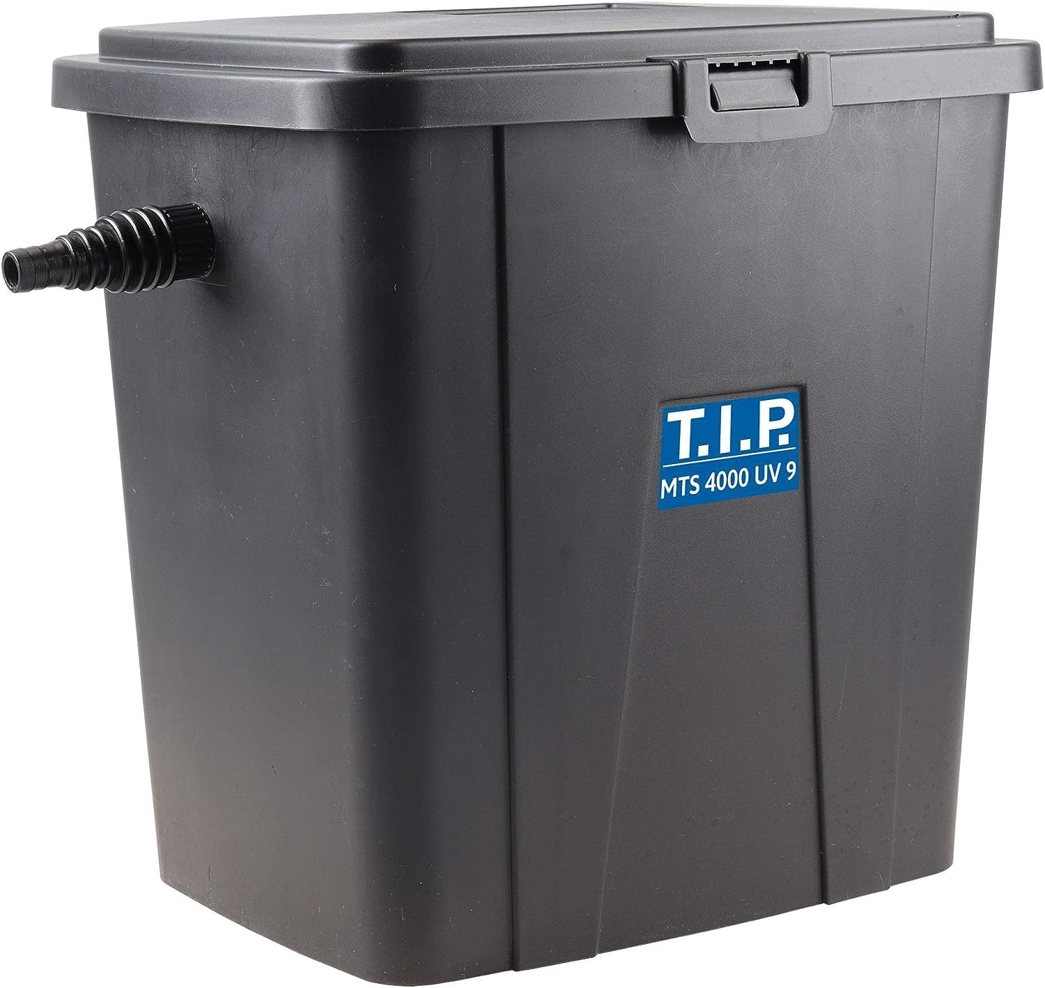 T.I.P. Teichaußenfilter-Set MTS 4000 UV 9 – Effizientes Filtersystem für Teiche bis 4.000 l mit UV-Strahler und Pumpe, 10 Liter Filterbehälter, 1.000 l/h, 24 Watt, 3 m Schlauch, 30296