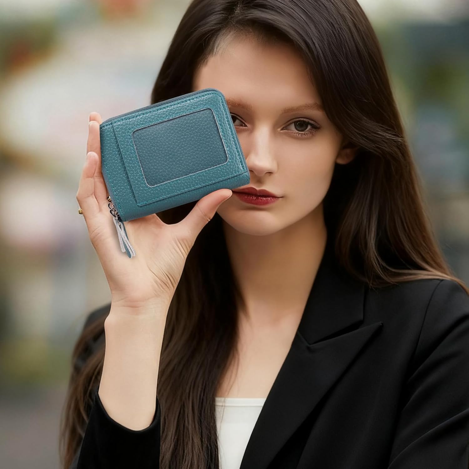 PU Lightweight Card Holder, Small Wallet for Women with Ample Capacity, Solid Colour Credit Card Wallet (Black) - Image 9