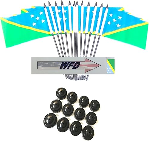 Miniatura 105 de Una docena de banderas y bases de escritorio Nauru, 12 banderas de poliéster en miniatura para oficina y pequeñas con 12 soportes negros Banderas