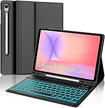 SENGBIRCH Case with Keyboard for Samsung Galaxy Tab S10 Lite 10.9 Inch 2025 - Detachable Bluetooth with Spanish Ñ Wireless Magnetic Case Backlit Keyboard for Galaxy S10 Lite 2025, Black
