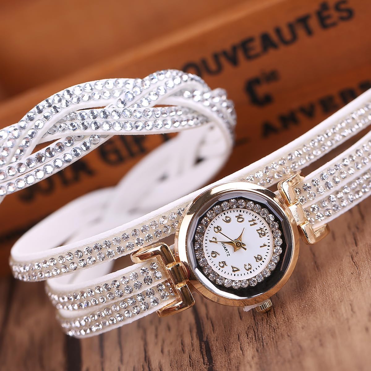 CdyBox Women Ladies Wholesale 6 Pack Diamond Watch Set Lot Leather Wrap Around Bracelet Analog Quartz Dress Wrist Watches - Image 3