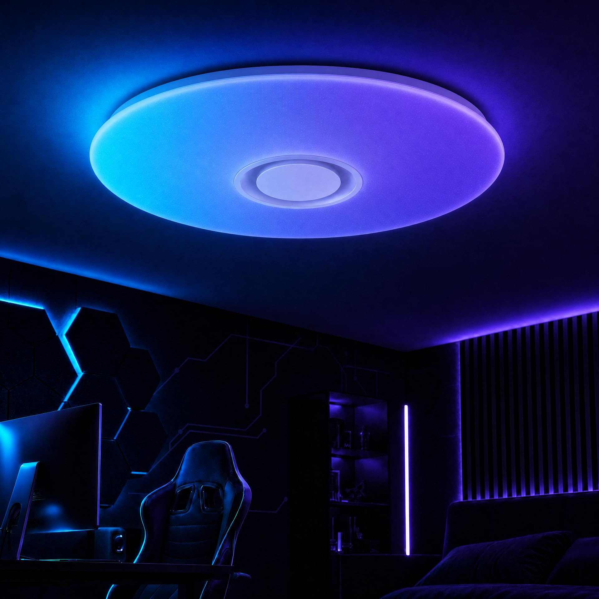 LED Plafoniere a led da Soffitto Telecomando Luci with Bluetooth Oratore Multi Color Cambiamento e Dimmerabile, 36W 50cm, Bianco/Caldo 3000K-6500K, 3000LM, Smartphone APP (, Certificato CE)