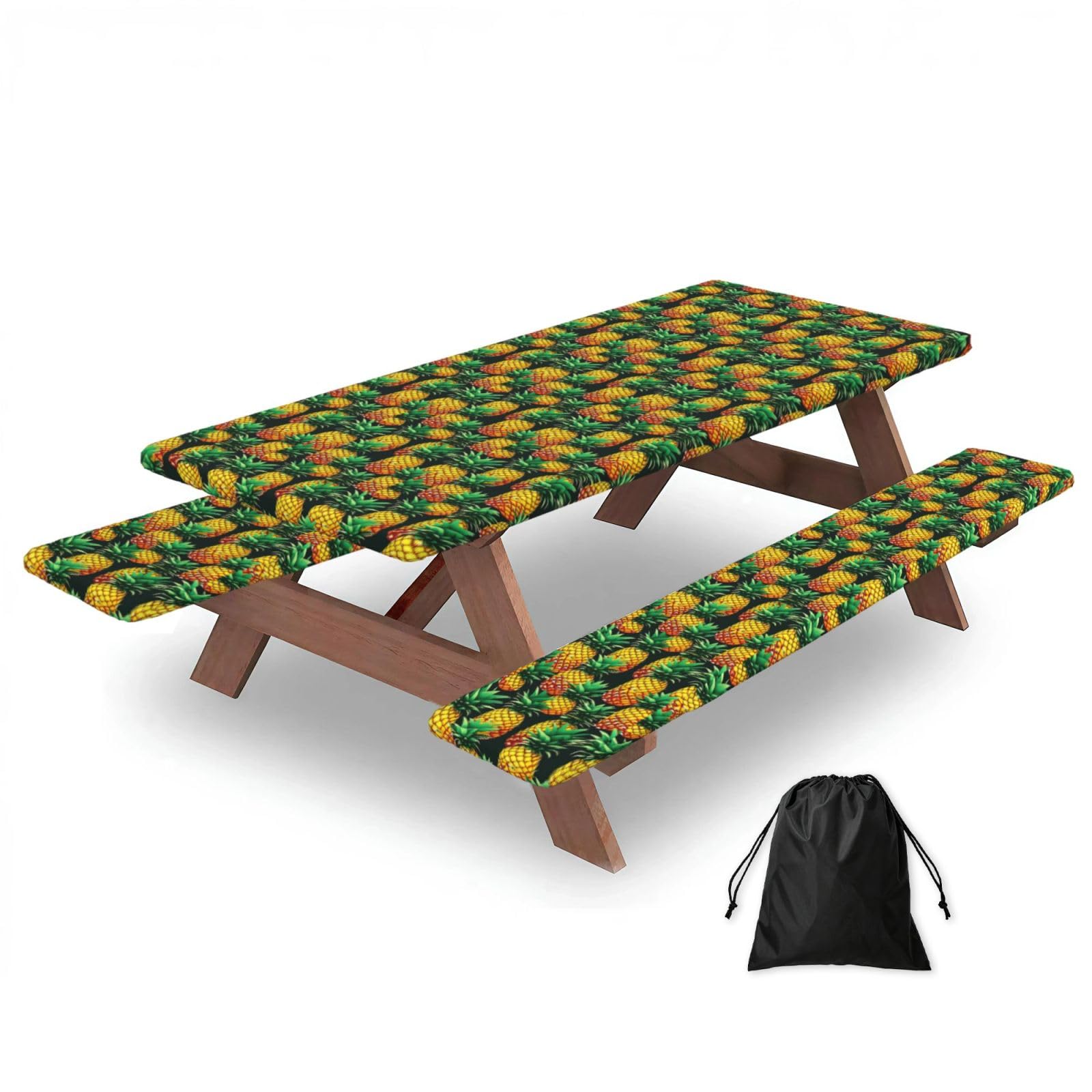AYYQWE Tropical Fruit Pineapples Print Picnic Table Bench Cover Outdoor Garden Party Decor Daily Accessory Gift