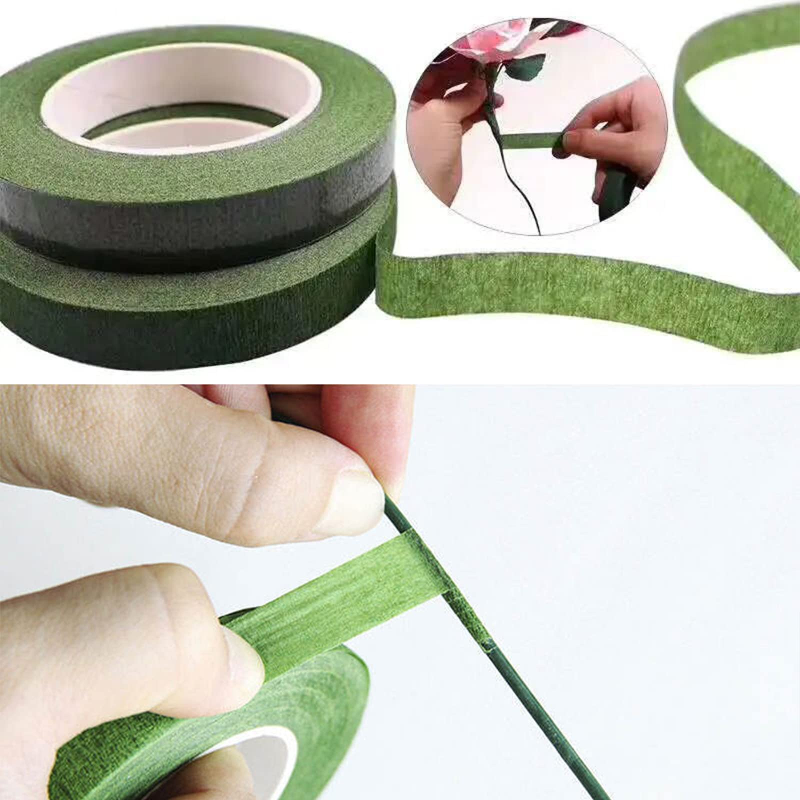 Kit Fai Da Te Per Fioristi: 6 Rotoli Nastro Floreale E 30 Steli Filo Verde – Lunghezza 30 Cm, Larghezza Nastro 1,2 Cm, Per Bouquet E Ghirlande - 3
