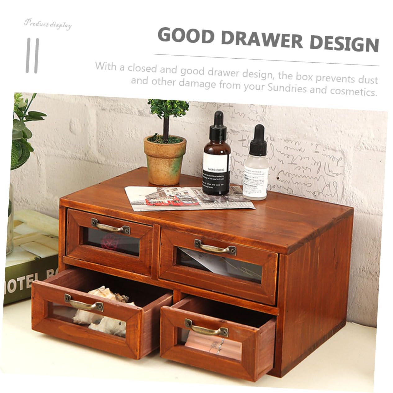 Lurrose Organisateur Bois Vintage Pour Bijoux Et Accessoires Rangement Élégant Double Couche Pour Bureau Et Maison