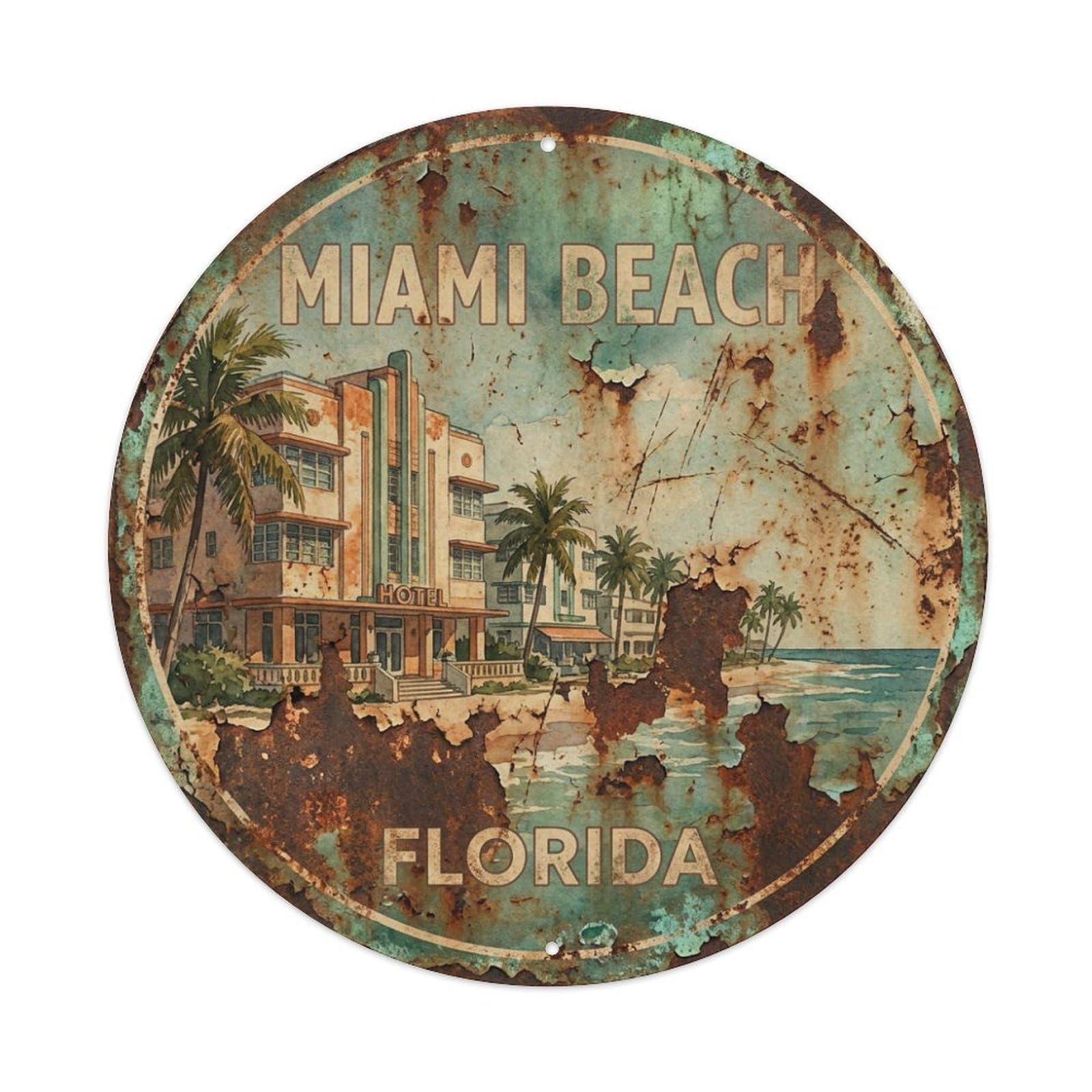 Tgrcjimh Style Metal Tin Sign Usa Vintage Travel Miami