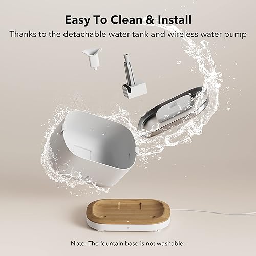 Miniatura 4 de PETLIBRO Fuente de agua para gatos controlada por aplicación, fuente de agua para mascotas con bandeja de acero inoxidable, fuentes de agua para