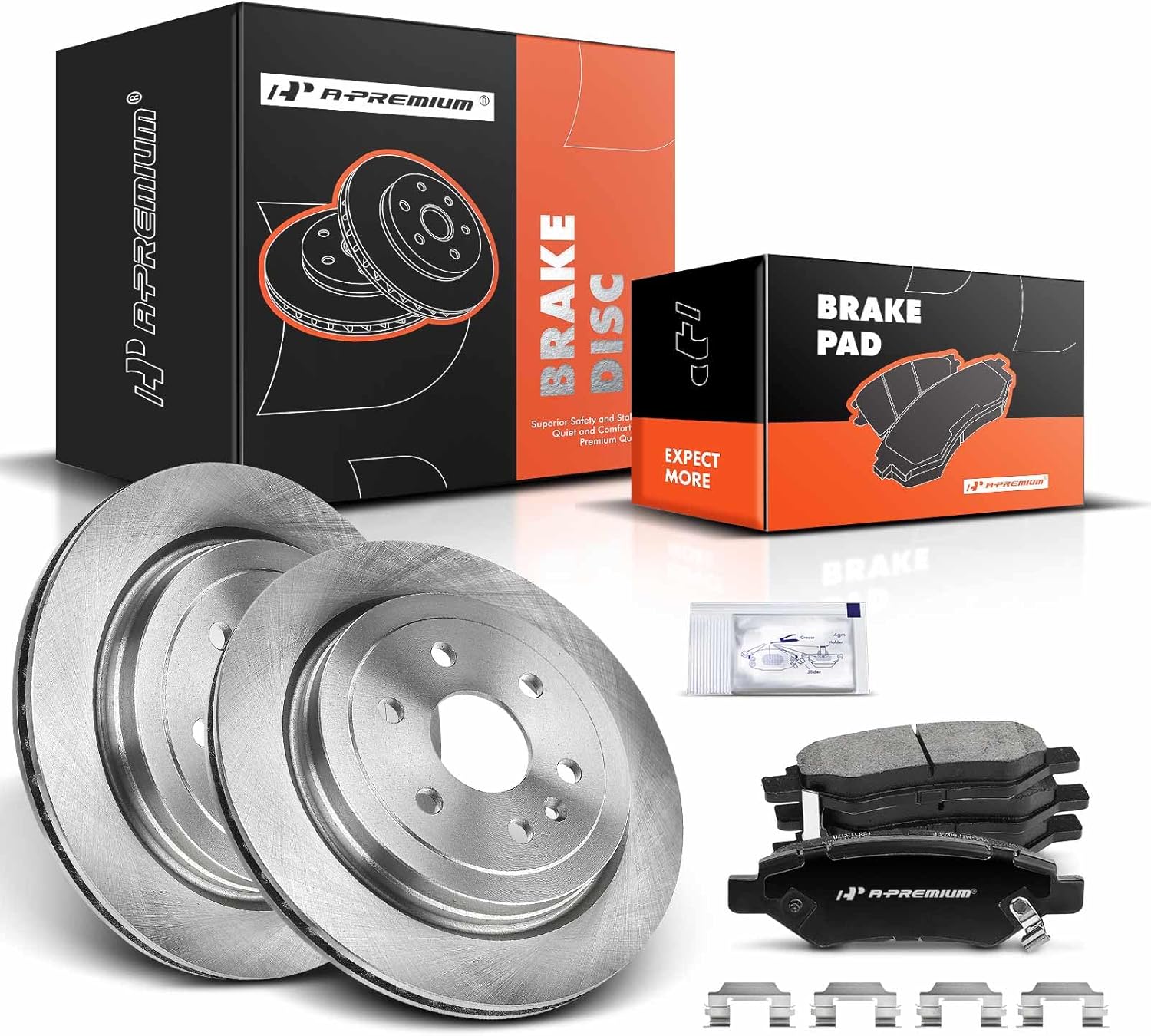 A-Premium 12.4 inch (315mm) Rear Vented Disc Brake Rotors + Ceramic Pads kit Compatible with Select Cadillac and Saab Models - SRX 2010-2015, 9-4X 2011, 6-PC Set