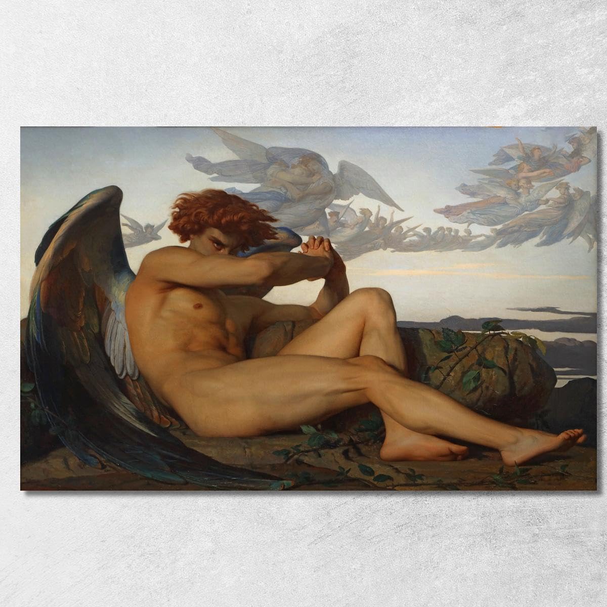 Cuadro impreso sobre lienzo, diseño de ángel de la caída Alexandre Cabanel, acb12, Fine art, listo para colgar, 175 x 105 cm