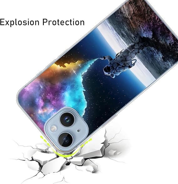 Case Compatible with LG G8X ThinQ,Clear with Design Soft TPU Shock Absorption Slim Embossed Pattern outer space astronauts Colour+Cell Phone Lanyard ×1