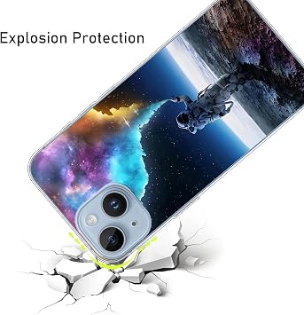 Case Compatible with LG G8X ThinQ,Clear with Design Soft TPU Shock Absorption Slim Embossed Pattern outer space astronauts Colour+Cell Phone Lanyard ×1