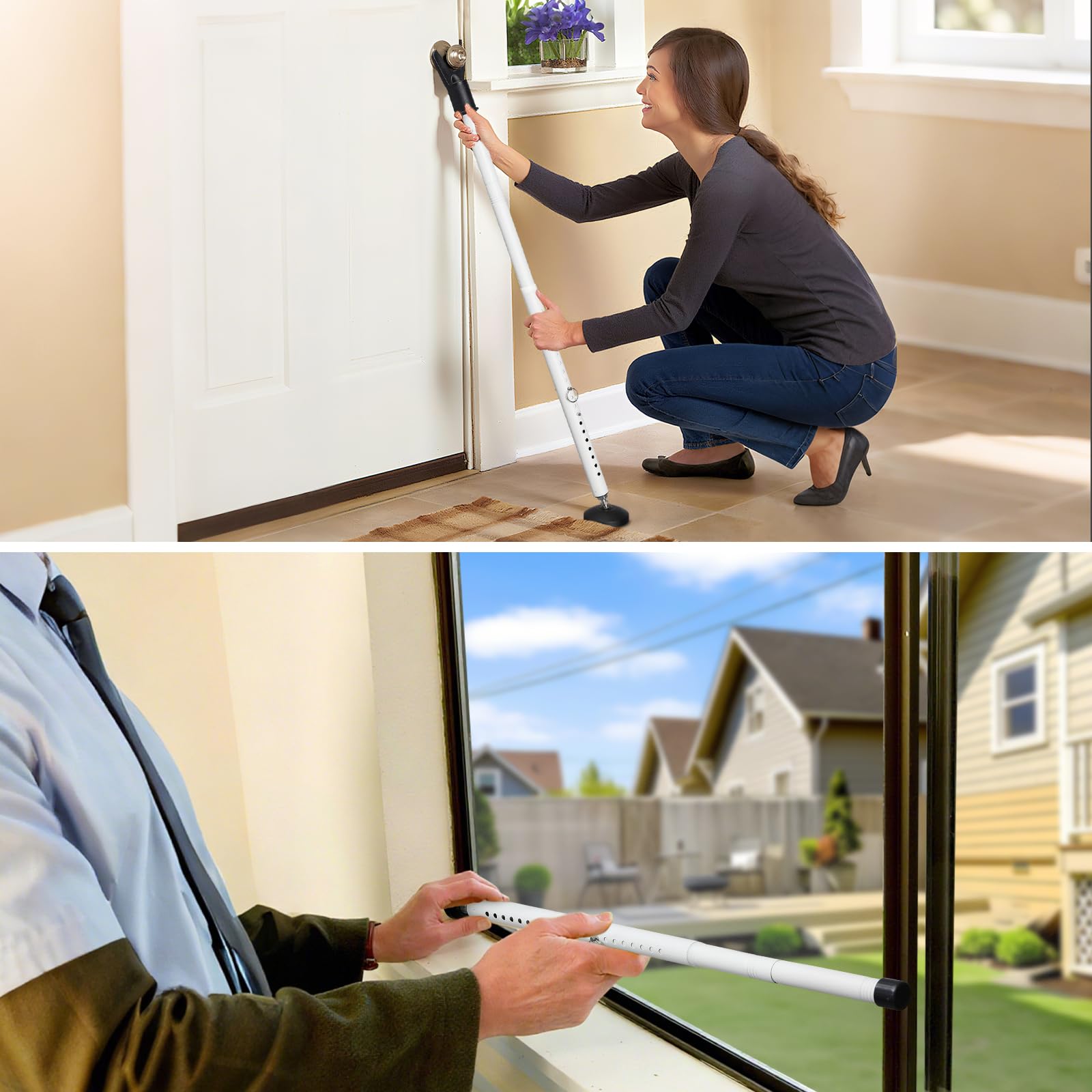 Barre de sécurité et serrure de porte coulissante de terrasse, butées de porte robustes dispositifs de sécurité de l'intérieur, butée de porte d'appartement, serrures de porte d'hôtel portables pour