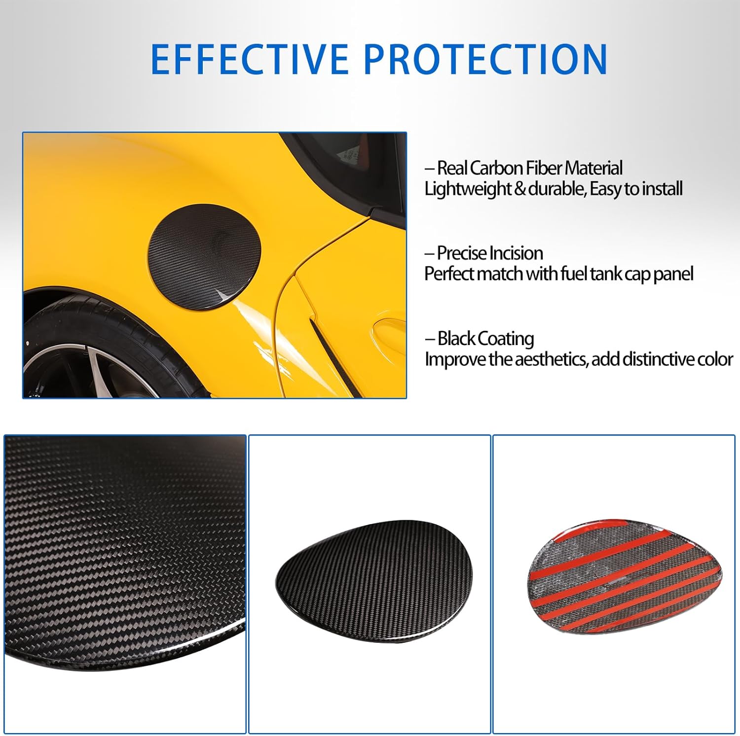 Real Carbon Fiber Fuel Tank Cap Trim Cover Fit for Toyota Supra GR A90 A91 MK5 2019-2026, Fuel Tank Cover Trim Gas Cap, Exterior Fuel Tank Cap Protector Trim Accessories (Black)